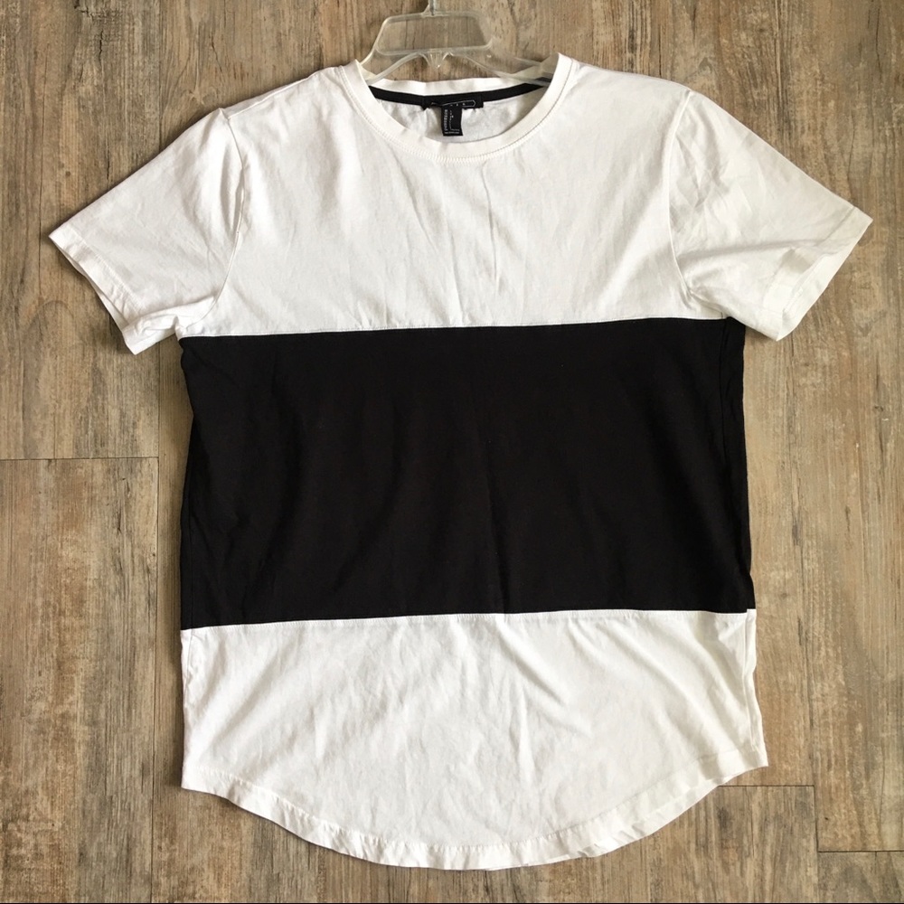 21Men Black/White Short Sleeve T-Shirt 100% Cotton
